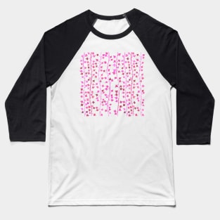 Watercolor Vines Pattern - Hot Pink Baseball T-Shirt